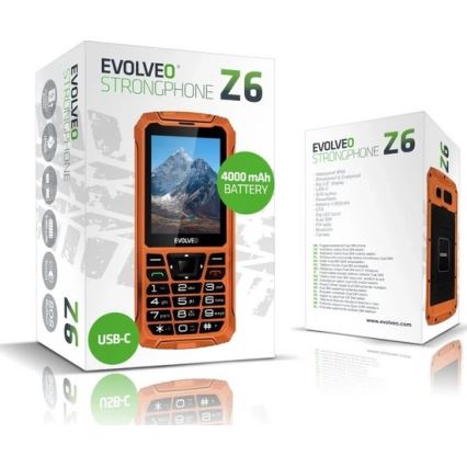 Evolveo - StrongPhone Z6, teléfono Dual SIM resistente al agua, color naranja