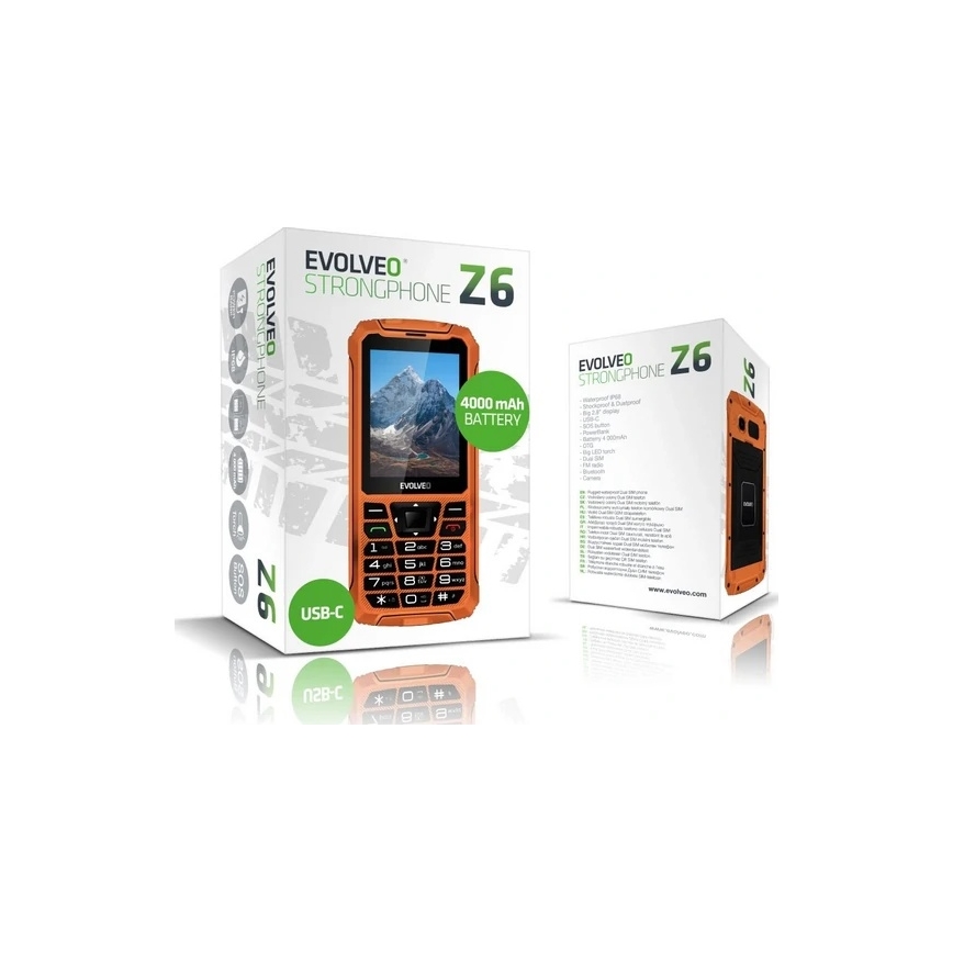 Evolveo - StrongPhone Z6, teléfono Dual SIM resistente al agua, color naranja