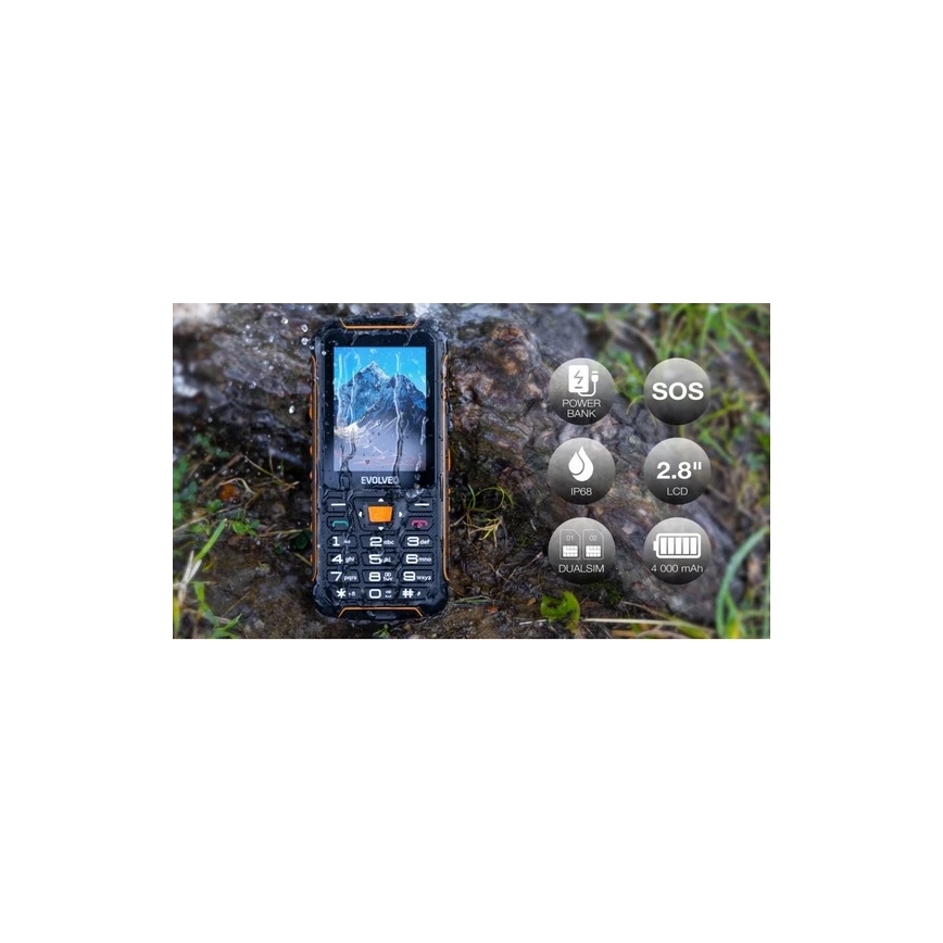 Evolveo - StrongPhone Z6, teléfono resistente al agua Dual SIM negro/naranja