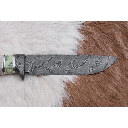 Exclusivo cuchillo Damasco 13 cm serpentinita/cornamenta de reno