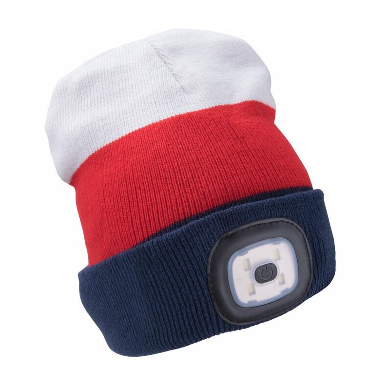 Extol - Gorra con linterna frontal y carga USB 300 mAh blanco/rojo/azul talla UNI