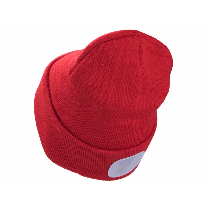 Extol - Gorra con luz frontal y carga USB 300 mAh, roja, talla única
