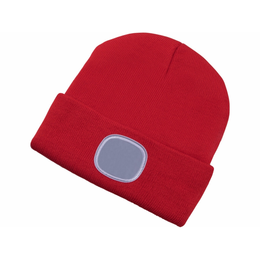 Extol - Gorra con luz frontal y carga USB 300 mAh, roja, talla única