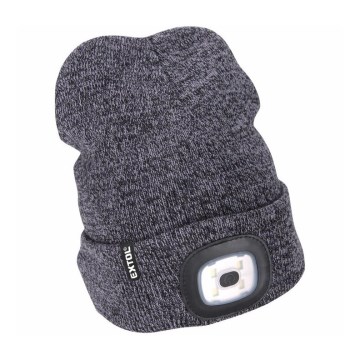 Extol - Gorro con linterna frontal recargable por USB 300 mAh, gris, talla única