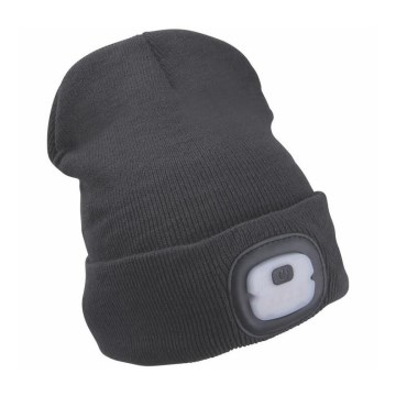Extol - Gorro con linterna frontal y carga USB 250 mAh, gris oscuro, talla única