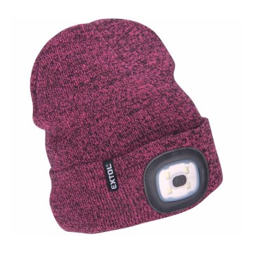 Extol - Gorro con luz frontal recargable por USB 300 mAh, morado, talla única (UNI)