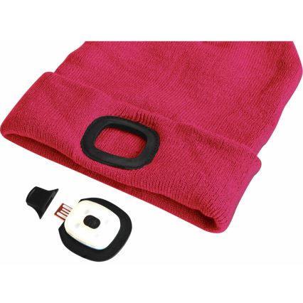 Extol - Gorro con luz frontal recargable por USB 300 mAh, rosa, talla única