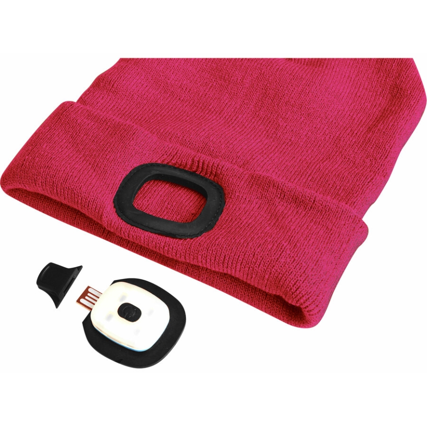 Extol - Gorro con luz frontal recargable por USB 300 mAh, rosa, talla única