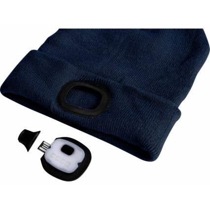 Extol - Gorro con luz frontal recargable por USB, batería de 250 mAh, azul, talla única (UNI)
