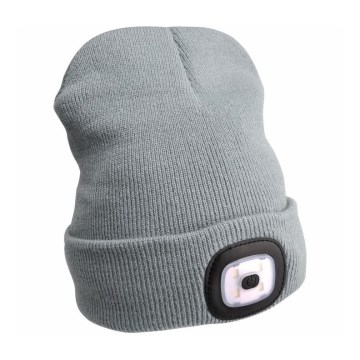 Extol - Gorro con luz frontal y batería recargable por USB de 300 mAh, gris, talla única (UNI)