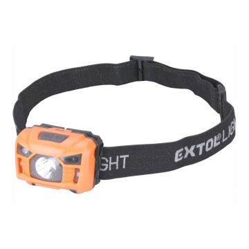 Extol - Linterna frontal LED recargable con sensor LED/3W/1200 mAh/3,7V naranja/negro