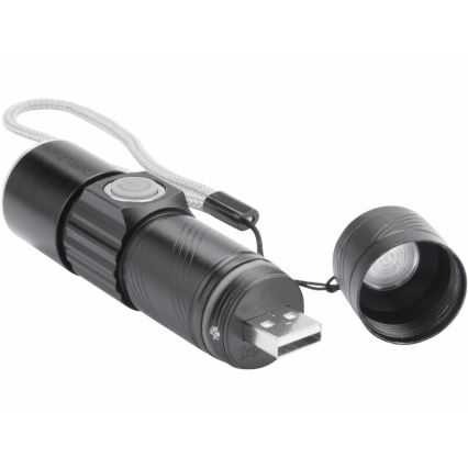 Extol - Linterna LED recargable LED/3W/450 mAh/3,7V negro