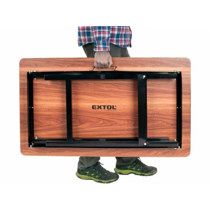 Extol - Mesa de trabajo plegable 100x60 cm de color marrón/negro