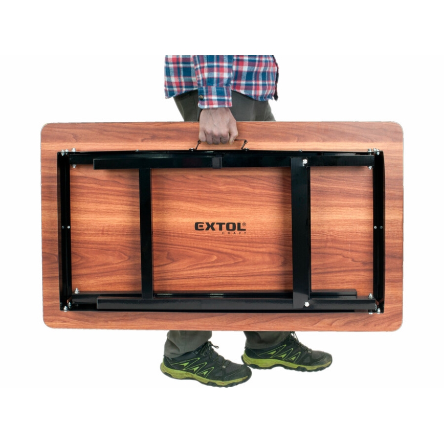 Extol - Mesa de trabajo plegable 100x60 cm de color marrón/negro
