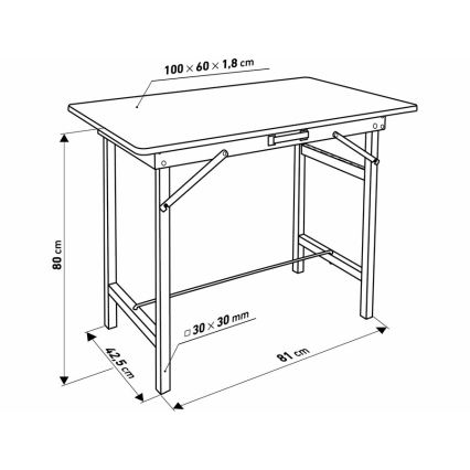 Extol - Mesa de trabajo plegable 100x60 cm de color marrón/negro