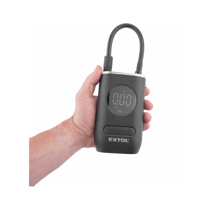Extol Premium - Compresor de bolsillo digital 4000 mAh 7,4V negro