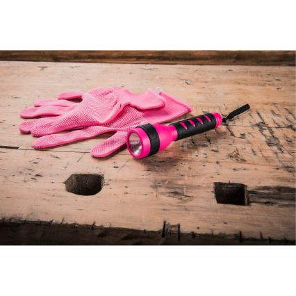 Extol Premium - Linterna halógena 2xAA rosa/negra