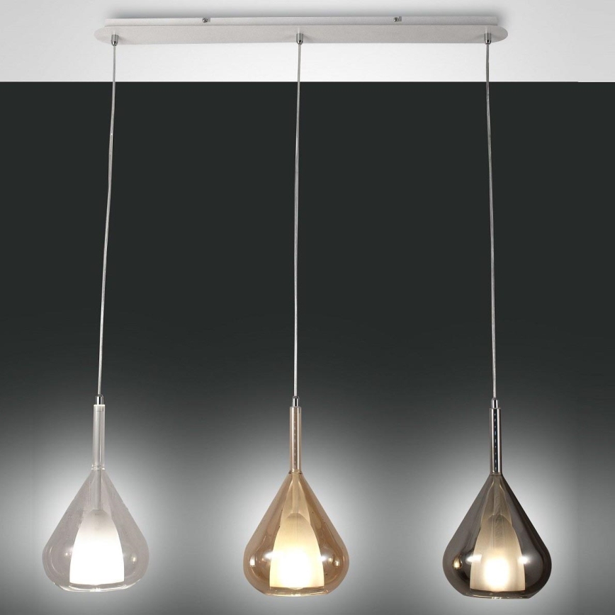 Fabas Luce 3481-48-297 - Lámpara de araña en ristra LILA 3xE27/40W/230V transparente/oro/gris