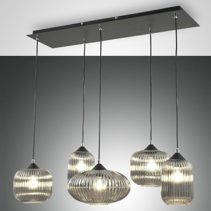 Fabas Luce 3627-48-126 - Lámpara de araña en ristra GILLIS 5xE27/40W/230V gris/negro