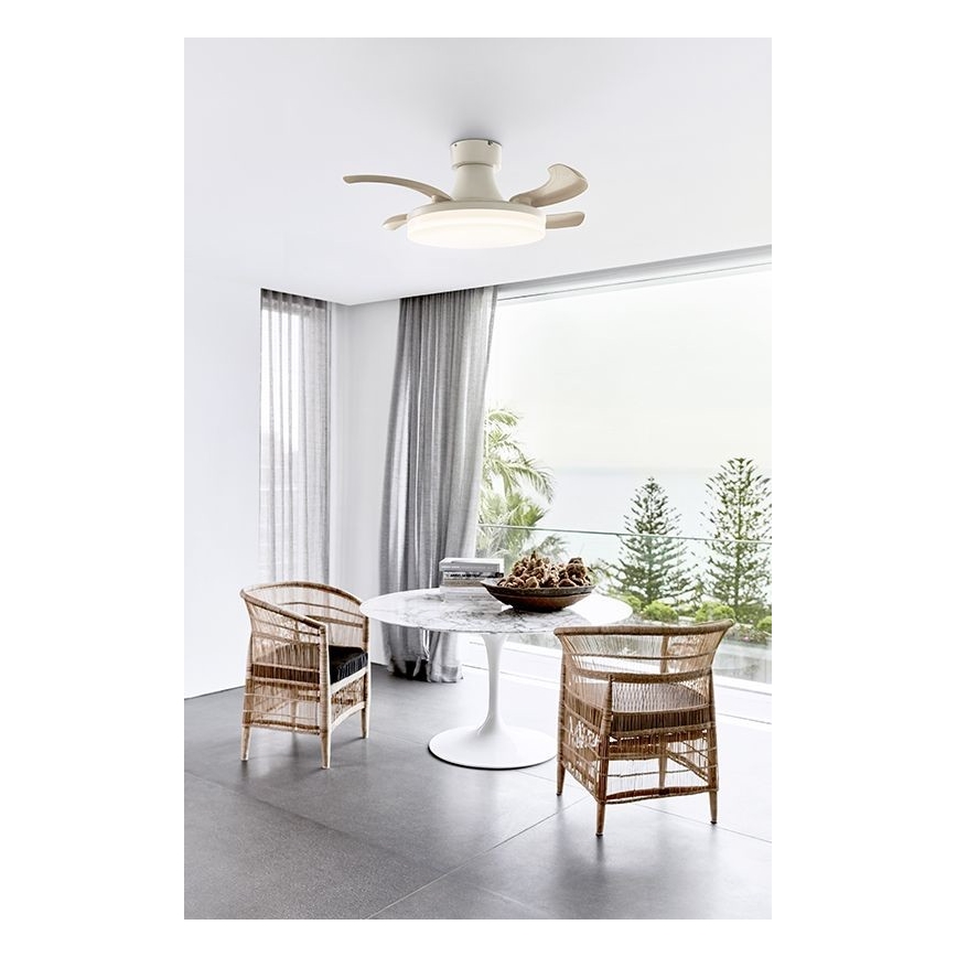 FANAWAY 210664 - Ventilador de techo LED regulable ORBIT LED/25W/230V beige/blanco + mando a distancia