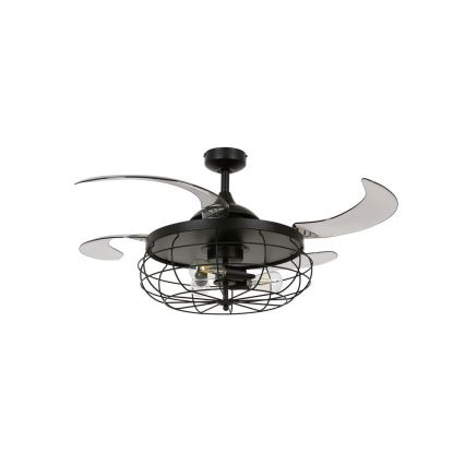 FANAWAY 212920 - Ventilador de techo LED INDUSTRI 3xE27/4W/230V negro + mando a distancia