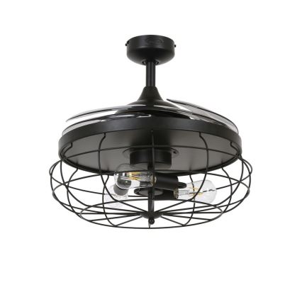 FANAWAY 212920 - Ventilador de techo LED INDUSTRI 3xE27/4W/230V negro + mando a distancia
