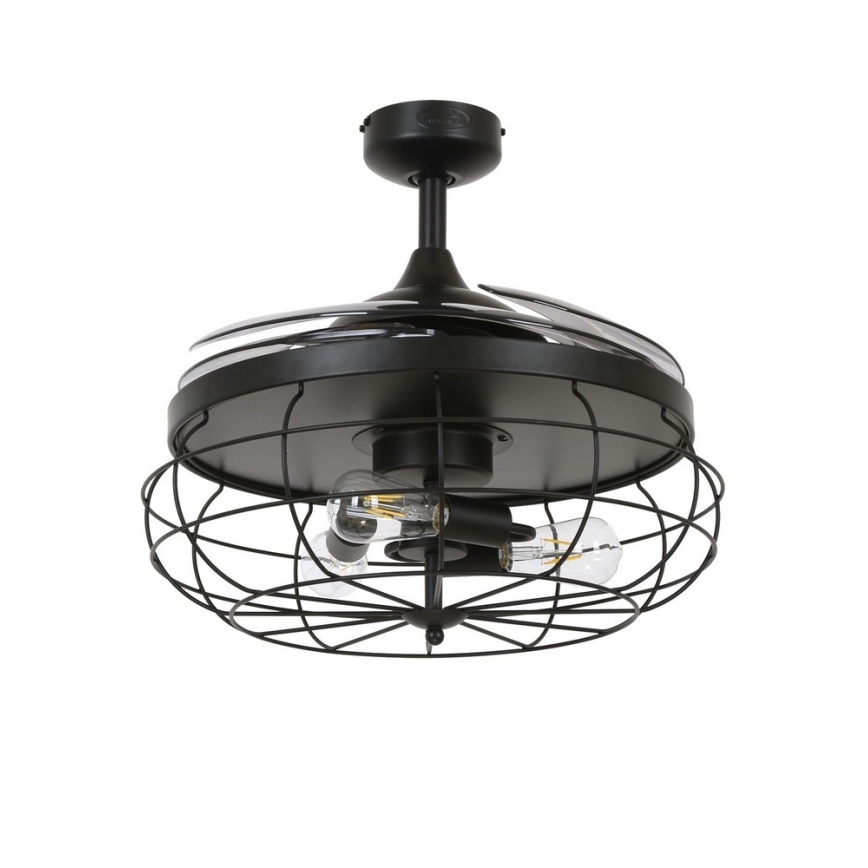 FANAWAY 212920 - Ventilador de techo LED INDUSTRI 3xE27/4W/230V negro + mando a distancia