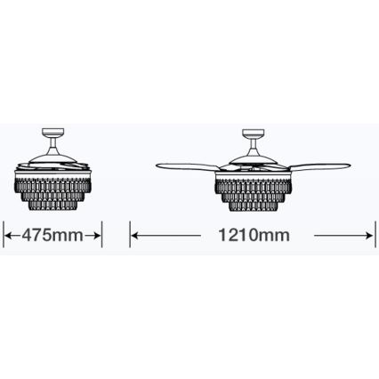 FANAWAY 212923 - Ventilador de techo LED VEIL 6xE14/4,5W/230V cromo brillante + control remoto