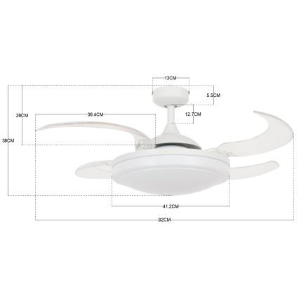 FANAWAY 212980 - Ventilador de techo EVORA 2xE27/15W/230V blanco + mando a distancia