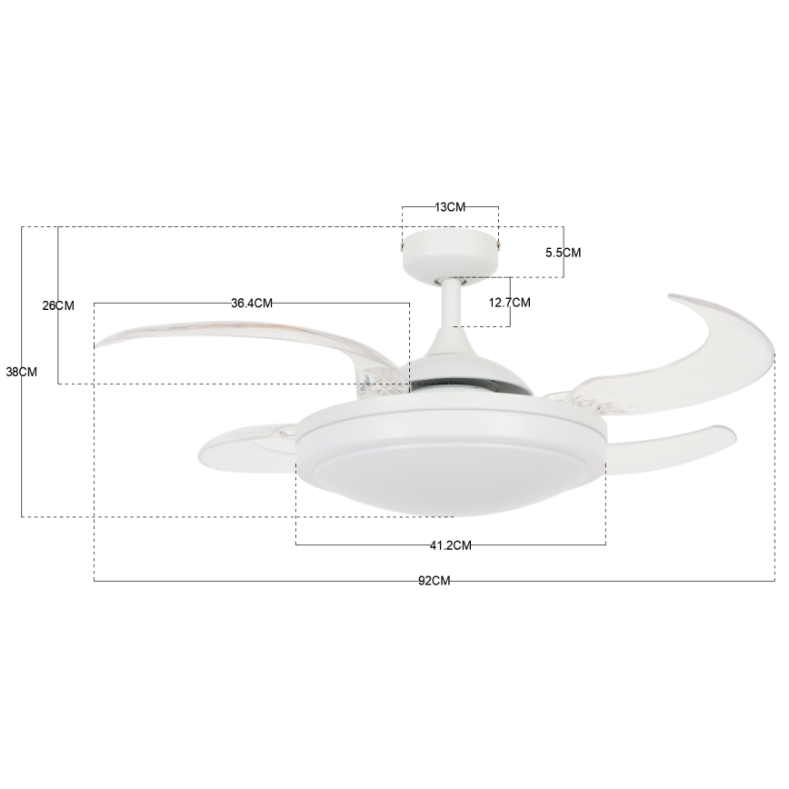 FANAWAY 212980 - Ventilador de techo EVORA 2xE27/15W/230V blanco + mando a distancia
