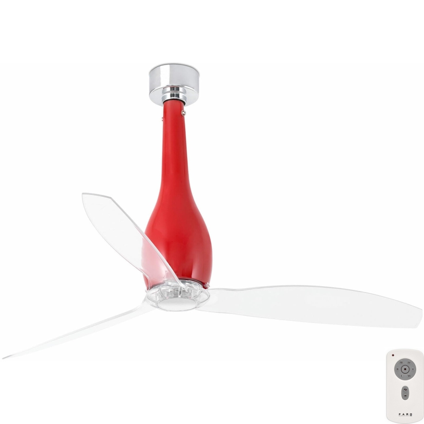 FARO 32002 - Ventilador de techo ETERFAN rojo/transparente d. 128 cm + mando a distancia