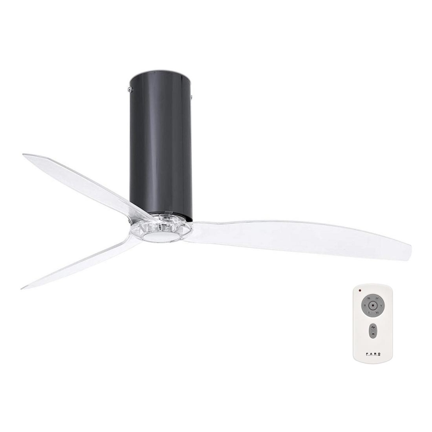 FARO 32035 - Ventilador de techo TUBE FAN negro/transparente d. 128 cm + control remoto