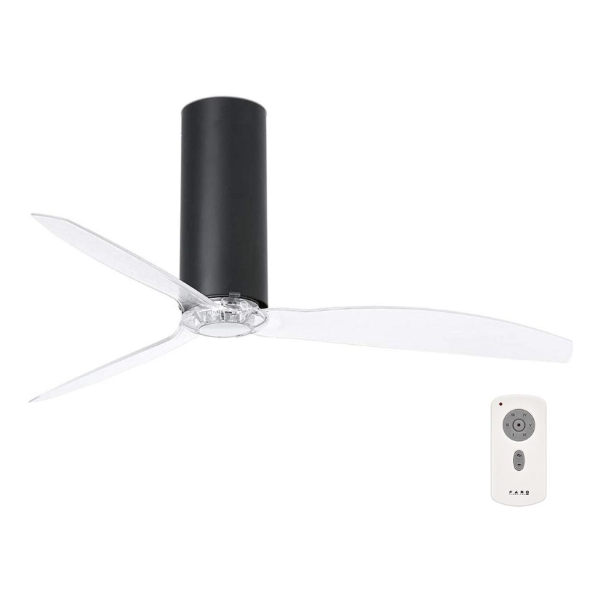 FARO 32036 - Ventilador de techo TUBE FAN negro/transparente Ø 128 cm + mando a distancia