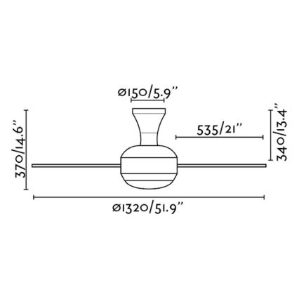 FARO 33259 - Ventilador de techo UFO-4 2xE27/20W/230V