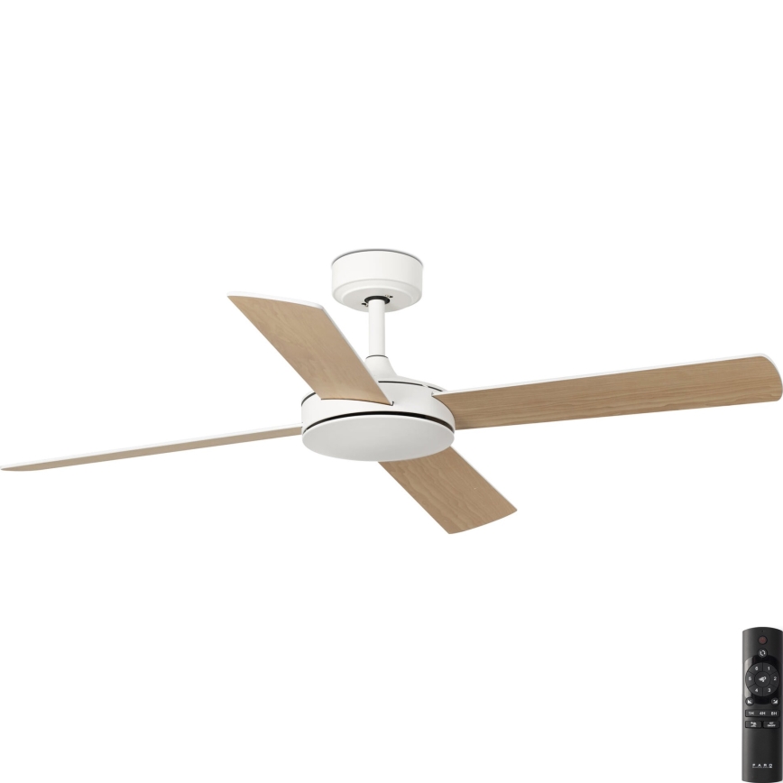 FARO 33350DC - Ventilador de techo MALLORCA L blanco/marrón Ø 132 cm + mando a distancia