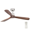 FARO 33370DC - Ventilador de techo LANTAU marrón/cromo mate Ø 132 cm + control remoto