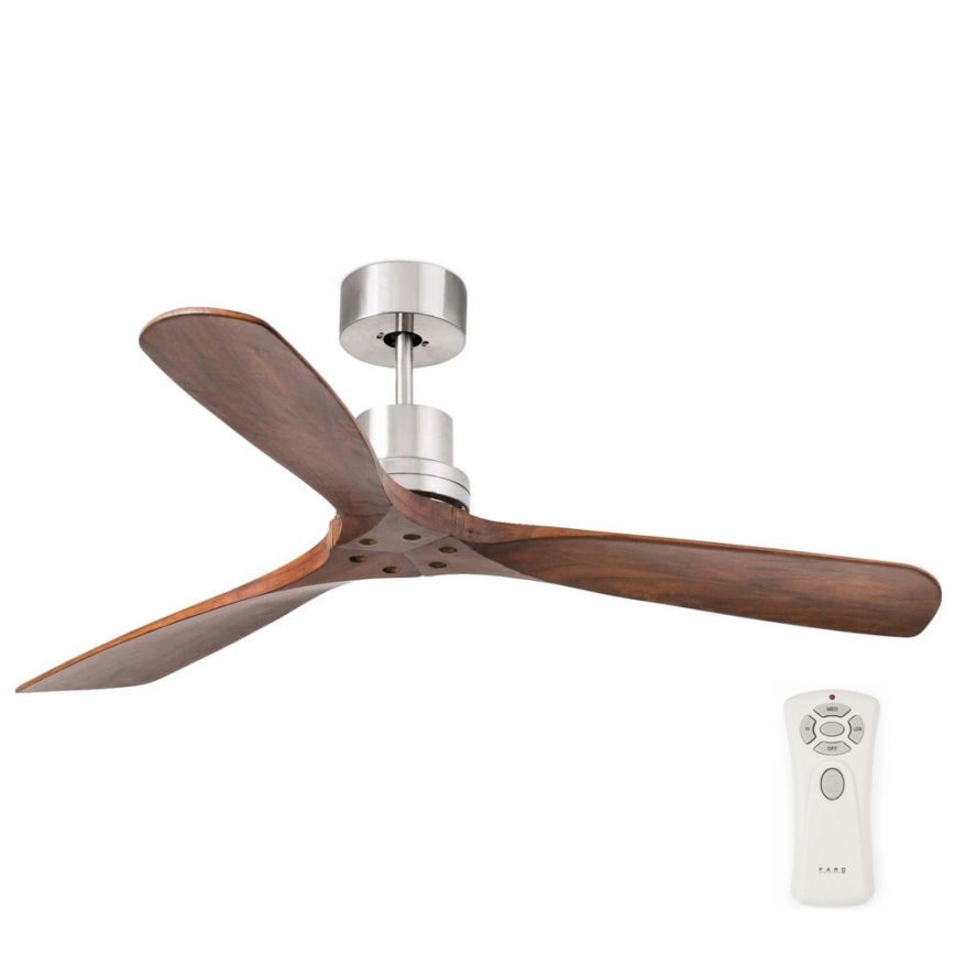 FARO 33370DC - Ventilador de techo LANTAU marrón/cromo mate Ø 132 cm + control remoto