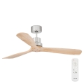 FARO 33373DC - Ventilador de techo LANTAU madera/cromo mate Ø 132 cm + control remoto