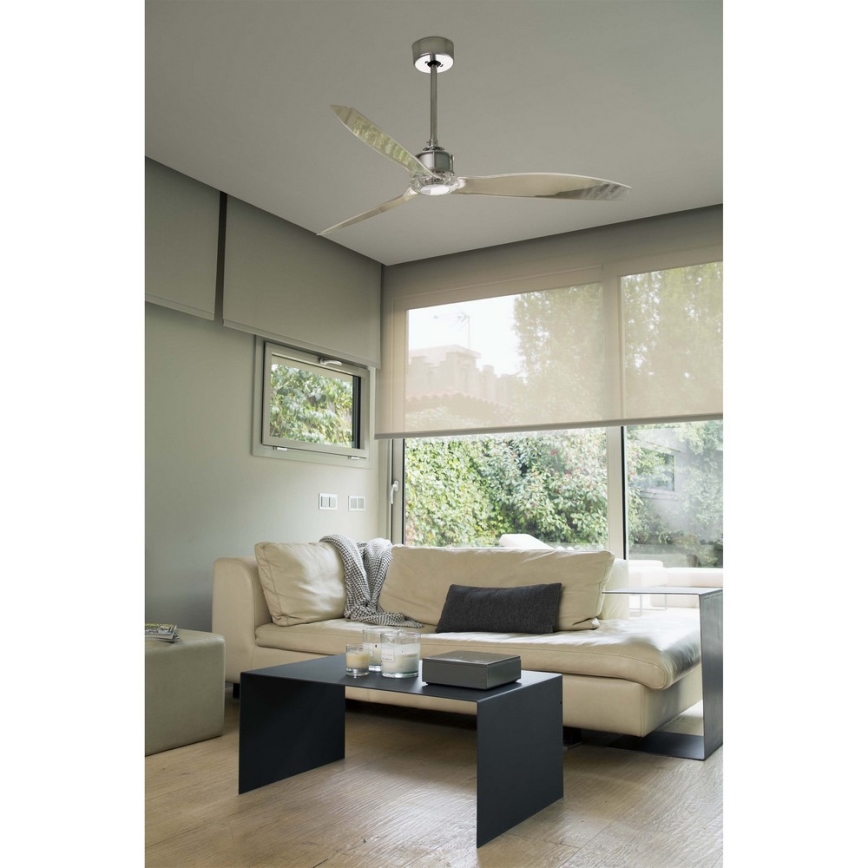 FARO 33394 - Ventilador de techo JUST FAN cromo brillante/transparente + mando a distancia
