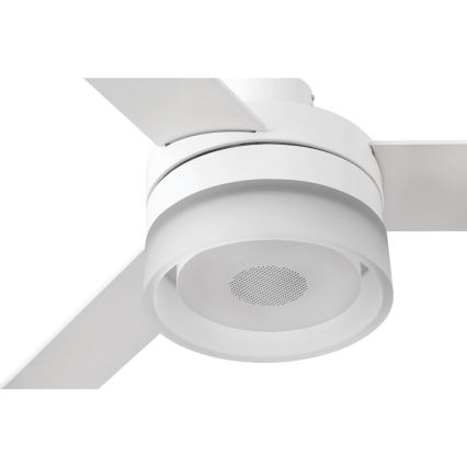 FARO 33460 - Ventilador de techo LED con un altavoz ICE LED/15W/230V blanco/marrón + control remoto
