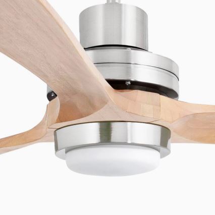 FARO 33505DC - Ventilador de techo LED LANTAU XL LED/15W/230V madera/cromo mate diá. 168 cm + control remoto