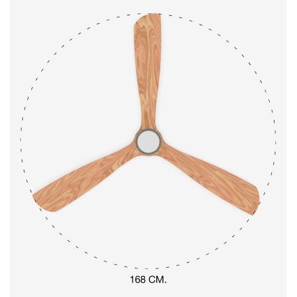 FARO 33505DC - Ventilador de techo LED LANTAU XL LED/15W/230V madera/cromo mate diá. 168 cm + control remoto