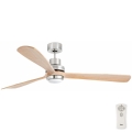 FARO 33505DC - Ventilador de techo LED LANTAU XL LED/15W/230V madera/cromo mate diá. 168 cm + control remoto
