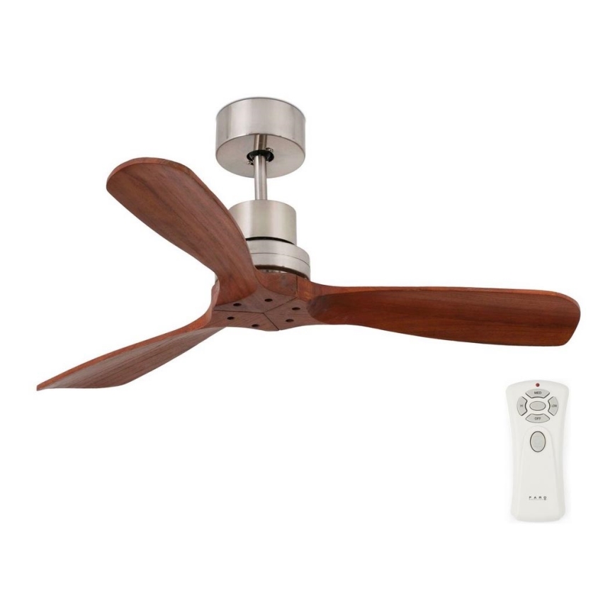 FARO 33508DC - Ventilador de techo MINI LANTAU cromo mate/marrón diá. 108 cm + control remoto