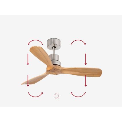 FARO 33509DC - Ventilador de techo MINI LANTAU cromo mate/madera diá. 107 cm + control remoto