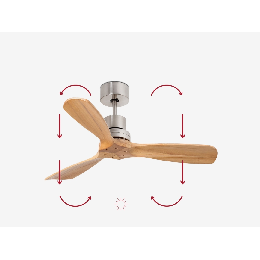 FARO 33509DC - Ventilador de techo MINI LANTAU cromo mate/madera diá. 107 cm + control remoto