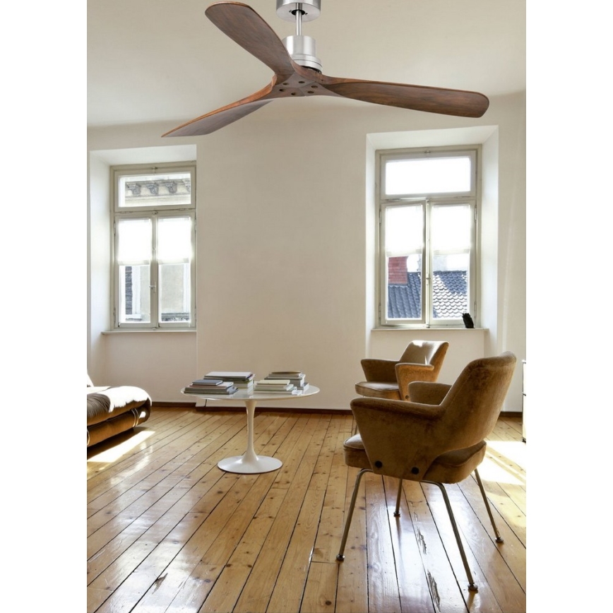 FARO 33516DC - Ventilador de techo LANTAU negro/marrón d. 132 cm + control remoto