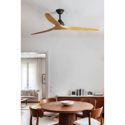 FARO 33718DC - Ventilador de techo ALO L madera/negro d. 152 cm + mando a distancia