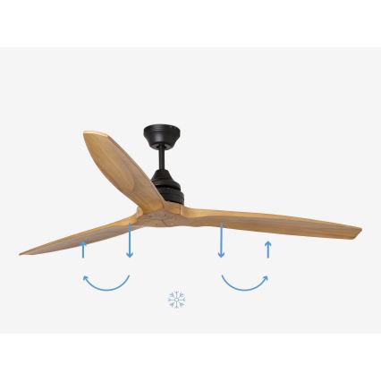 FARO 33718DC - Ventilador de techo ALO L madera/negro d. 152 cm + mando a distancia