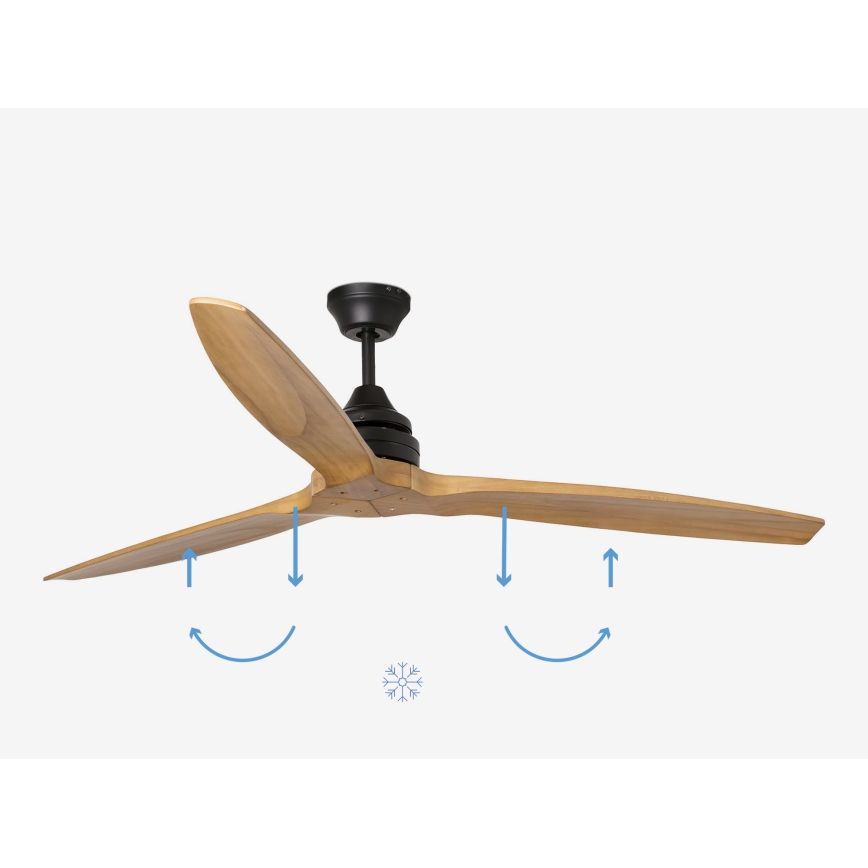 FARO 33718DC - Ventilador de techo ALO L madera/negro d. 152 cm + mando a distancia
